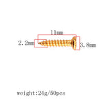 Maxbell 100 Pieces Tuning Peg Tuner Mounting Screws for Guitar Bass Golden