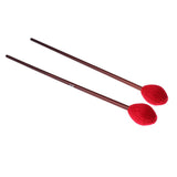 Maxbell 1 Pair Red Yarn Head Marimba Mallets with Maple Handle