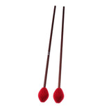 Maxbell 1 Pair Red Yarn Head Marimba Mallets with Maple Handle
