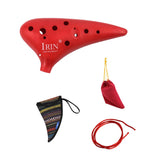 Maxbell IRIN12 Hole C Tone Ocarina + National Style Package +Strap +Color Bag Red