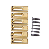 Maxbell 6 Pieces Tremolo Bridge Saddles with Screws for Electric Guitar Parts Golden