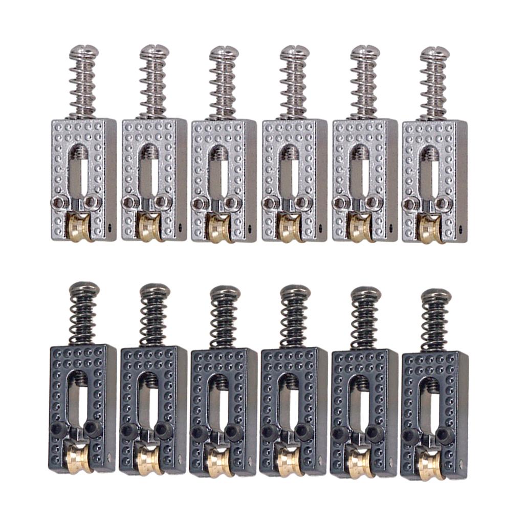 Max 6 Pieces Roller String Saddle Bridge for Electric Guitar Black