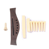 Maxbell 1 Set Acoustic Guitar Rosewood Bridge+Bone Bridge Pins Saddle Nut