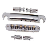 Max Roller Saddle Bridge Tailpiece for LP EPI Electric Guitar Silver