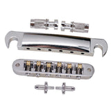 Max A Set Roller Saddle Bridge Tail Bridge for EPI LP Electric Guitar Silver
