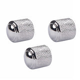 Max Maxb 3 Pieces Electric Guitar Bass Tone Volume Metal Control Knobs Cap Silver