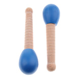 Max Maxb 2 Pcs Wooden Sand Hammer Handbell for Kids Learning Educational Toys Blue