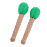 Max Maxb 2 Pcs Wooden Sand Hammer Handbell for Kids Learning Educational Toys Green