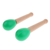 Max Maxb 2 Pcs Wooden Sand Hammer Handbell for Kids Learning Educational Toys Green