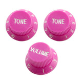 Max Maxb 3pcs Bell Style Guitar Speed Knobs 1 Volume&2 Tone for ST SQ Guitar Pink