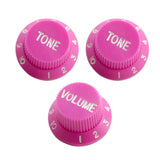 Max Maxb 3pcs Bell Style Guitar Speed Knobs 1 Volume&2 Tone for ST SQ Guitar Pink