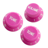 Max Maxb 3pcs Bell Style Guitar Speed Knobs 1 Volume&2 Tone for ST SQ Guitar Pink