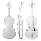 Maxbell 4/4 Acoustic White Violin Maple Spruce with Case Bow Rosin for Beginners