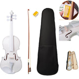 Maxbell 4/4 Acoustic White Violin Maple Spruce with Case Bow Rosin for Beginners