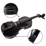 Maxbell Full 4/4 Size Ebony Fitted Violin with Case Bow Rosin for Students Beginners