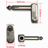 Maxbell 6.35mm 1/4'' Stereo Jack Adapter for Headphone Audio Microphone Right Angle