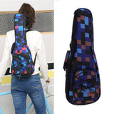 Max 1 Piece 26inch Ukulele Guitar Gig Bag Uke Case Carry Bag Blue Grid