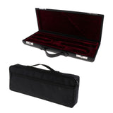 Maxbell Flute Wooden Carry Padded Case with Storage Gig Bag Handbag - Black