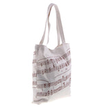 Maxbell Women Girls Casual Music Notes Tote Shopper Bag Shoulder Handbag White