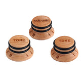 Maxbell 3 Pieces Maple Wood Guitar Volume Tone Control Knobs