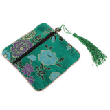 Max Guzheng Nail Tape Storage Bag Silk Brocade Jewelry Pouch Bag Purse Green