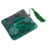 Max Guzheng Nail Tape Storage Bag Silk Brocade Jewelry Pouch Bag Purse Green