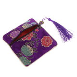 Max Guzheng Nail Tape Storage Bag Silk Brocade Jewelry Pouch Bag Purse Purple