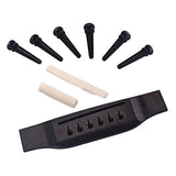 Maxbell Wooden Bridge String Pegs Saddle Nut Kit for Acoustic Folk Guitar
