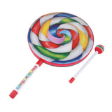 Max Maxb Wooden Lollipop Hand Drum Toy for Kids Early Music Learning 10 inch