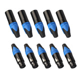 Max Maxb 5 Pairs 3 Pin XLR Connector Male and Female Microphone Mic Cable Adapter Blue