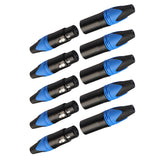 Max Maxb 5 Pairs 3 Pin XLR Connector Male and Female Microphone Mic Cable Adapter Blue