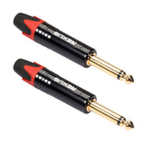 Max Maxb 6.35mm Stereo Jack Plug for DIY Audio Soldering for Microphone Guitar Red