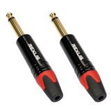 Max Maxb 6.35mm Stereo Jack Plug for DIY Audio Soldering for Microphone Guitar Red
