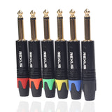 Max Maxb 6.35mm Stereo Jack Plug for DIY Audio Soldering for Microphone Guitar Red