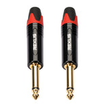 Max Maxb 6.35mm Stereo Jack Plug for DIY Audio Soldering for Microphone Guitar Red