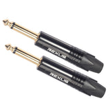 Max Maxb 6.35mm Stereo Jack Plug for DIY Audio Soldering for Microphone Guitar Black