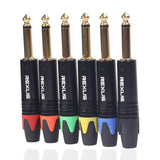 Max Maxb 6.35mm Stereo Jack Plug for DIY Audio Soldering for Microphone Guitar Black