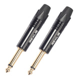 Max Maxb 6.35mm Stereo Jack Plug for DIY Audio Soldering for Microphone Guitar Black