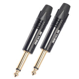 Max Maxb 6.35mm Stereo Jack Plug for DIY Audio Soldering for Microphone Guitar Black