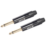 Max Maxb 6.35mm Stereo Jack Plug for DIY Audio Soldering for Microphone Guitar Black