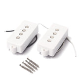 Max Maxb White Noiseless 4 Strings Jazz Bass Guitar Pickups Set DIY Replacement Parts