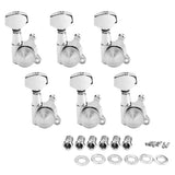 Max 6R Locked String Guitar Tuning Pegs Tuner With Keys Small Square Head Silver