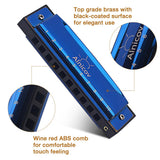 Max Maxb 10 Holes C Key Harmonica Mouth Organ Musical Instrument Dark Blue