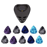 Max Maxb 10pcs Celluloid Acoustic Electric Guitar Picks 0.46mm + Pick Holder Case