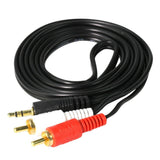 Max 1M 3.5mm Stereo Male to 2 RCA Dual Audio Male Adapter Speaker Cable Black
