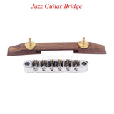 Max Maxb Chrome Plated Jazz Guitar Bridge Tailpiece with Gold Roller Saddle