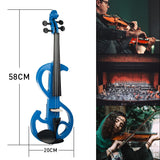 Maxbell 4String Silent Violin 4/4Solid Wood Electric Violin Fiddle Outfit Blue Color