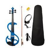 Maxbell 4String Silent Violin 4/4Solid Wood Electric Violin Fiddle Outfit Blue Color