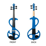 Maxbell 4String Silent Violin 4/4Solid Wood Electric Violin Fiddle Outfit Blue Color