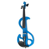 Maxbell 4String Silent Violin 4/4Solid Wood Electric Violin Fiddle Outfit Blue Color
